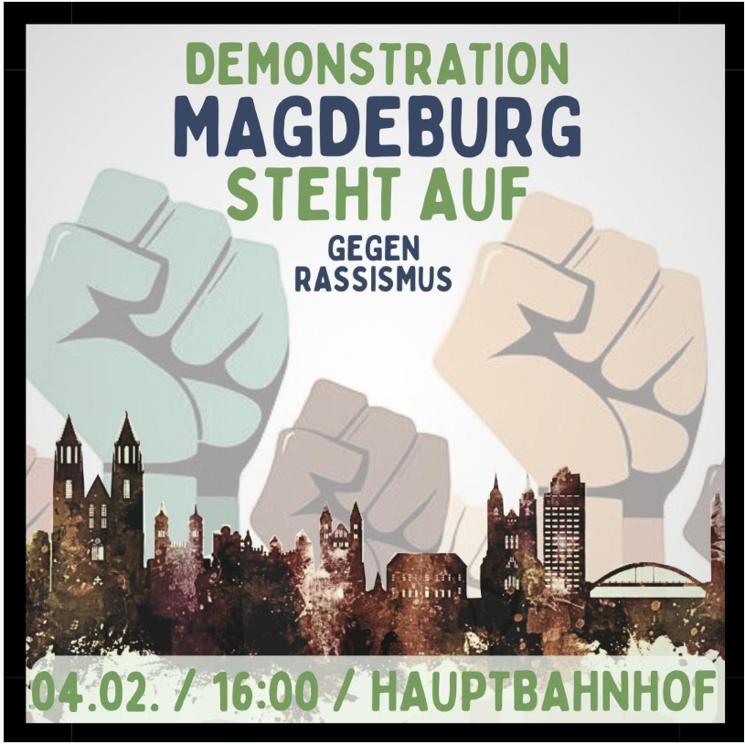 Morgen, am 4.Februar um 16.00 Uhr in Magdeburg auf dem Willy-Brand-Platz vor dem Hauptbahnhof